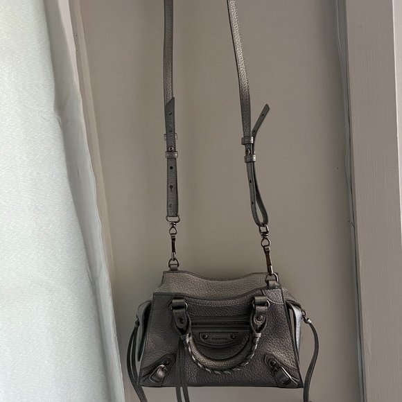 Balenciaga Mini Neo Classic City Metallic Leather Silver-Brand New Used 3x Max! - Picture 2 of 5